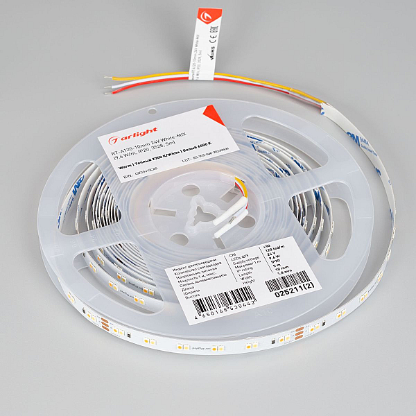 Светодиодная лента Arlight UL-A120-10mm 24V White-MIX (9.6 W/m, IP20, 5m) (Изменяемая ЦТ) 025211(3)