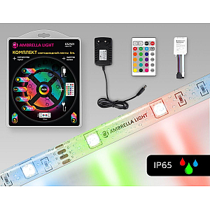 Светодиодная лента Ambrella Light LED Strip 12В 5050 7,2Вт/м RGB 5м IP65 GS2501