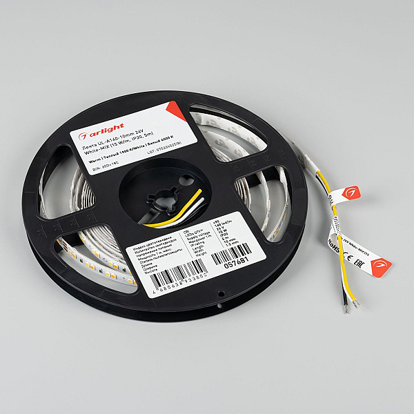 Светодиодная лента Arlight UL-A140-10mm 24V White-MIX (15 W/m, IP20, 5m) 057681