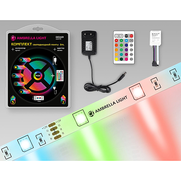Светодиодная лента Ambrella Light 7,2W/m 30LED/m 5050SMD RGB 5M GS2401