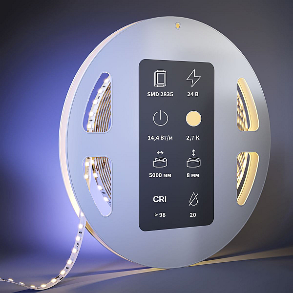 Светодиодная лента Maytoni 14,4W/m 120LED/m 2835SMD теплый белый 5M 201087