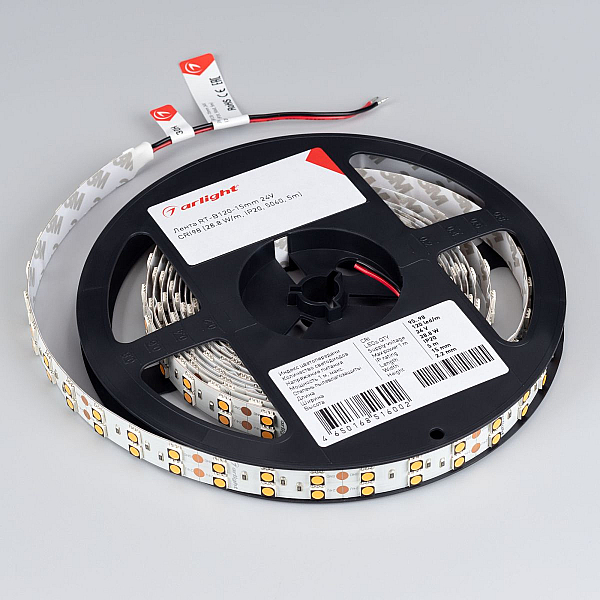 Светодиодная лента Arlight RT-B120-15mm 24V Warm3000 CRI98 (28.8 W/m, IP20, 5m) 021470(3)