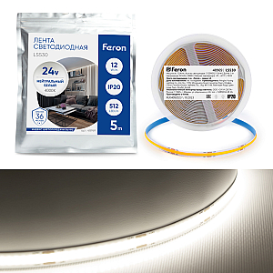 Светодиодная лента Feron LS530 512SMD 12Вт/м 24В 4000К IP20 48969