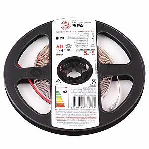 Светодиодная лента Эра 12В 2835 4,8Вт/м 3000K 5м IP20 LS2835-60LED-IP20-WW-eco-5m Б0035587