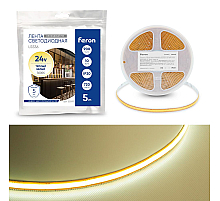 Светодиодная лента Feron 10W/m 720LED/m 2110SMD 3000К 5M свободный рез LS536 53097