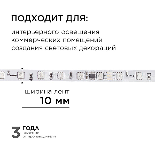 Комплект адресной светодиодной ленты Apeyron 24В, 14,4Вт/м, smd5050 10-91