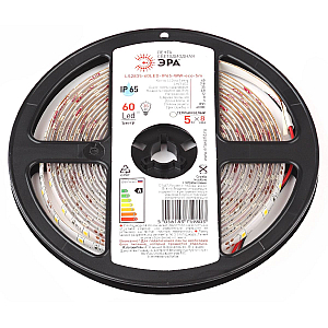 Светодиодная лента Эра 12В 2835 4,8Вт/м 3000K 5м IP65 LS2835-60LED-IP65-WW-eco-5m Б0035592