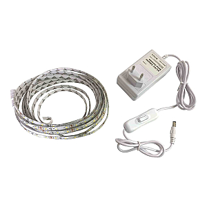 Комплект светодиодной ленты OGM 12В 4,8Вт/м smd3528, 60д/м IP65 220Лм/м 5м 3000К (адаптер питания, коннектор) SL-27
