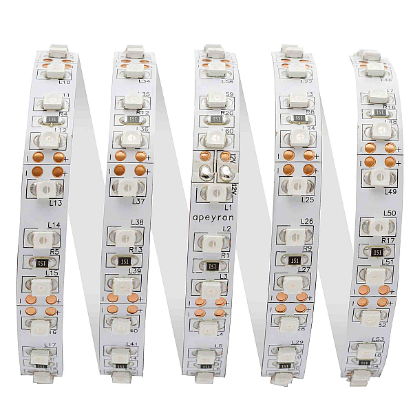 Светодиодная лента Apeyron 12В СТ 9,6Вт/м smd3528, 120д/м IP20 5м красная 00-13