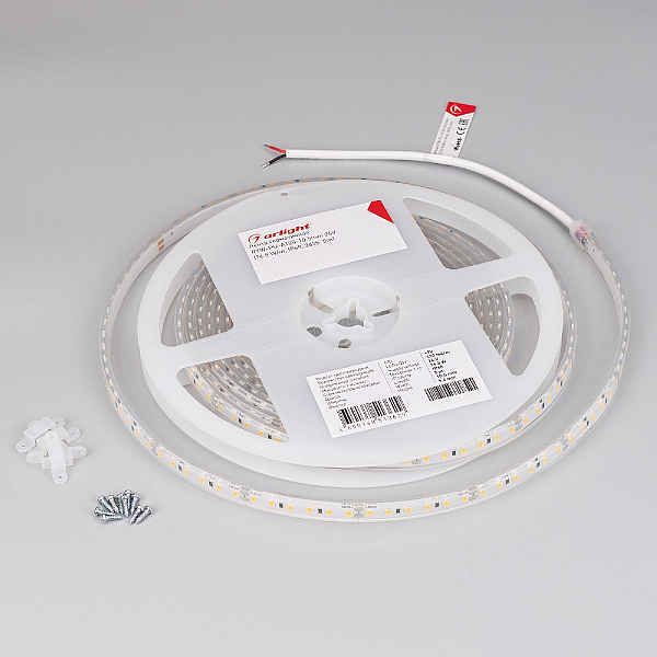 Светодиодная герметичная лента Arlight RTW-PU-A120-10.5mm 24V Warm3000 (16.8 W/m, IP68, Wire 2m, 5m) 029043(3)