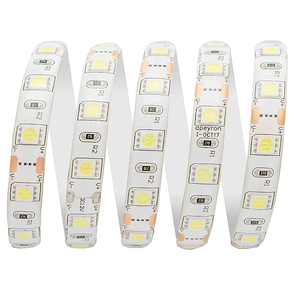 Светодиодная лента Apeyron 12В СТ 14,4Вт/м smd5050 60д/м IP65 700Лм/м 5м 6500К 00-10