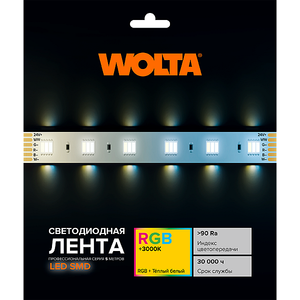Светодиодная лента WOLTA WLS5050-14,4W/RGBW-3000/24H60-01