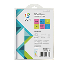 Комплект светодиодной ленты OGM 220В 12Вт/м smd5050 60д/м IP65 5м RGB (шнур питания, контроллер, заглушка, крепеж) SL-52