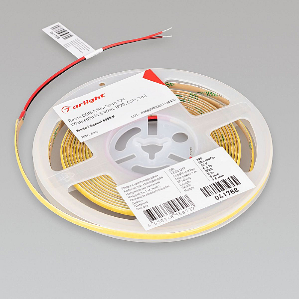 Светодиодная лента Arlight COB-X504-5mm 12V White6000 (6.5 W/m, IP20, CSP, 5m) 041788