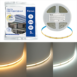 Светодиодная COB лента Feron LS530 320SMD(2110)/м 10Вт/м 24V 4000К IP20 51976