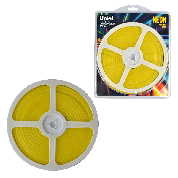 Светодиодная лента Uniel ULS-N01-2835-120LED/m-6mm-IP67-DC12V-9W/m-5M-YELLOW блистер