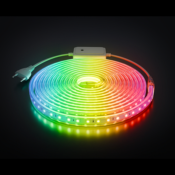 Комплект светодиодной ленты Apeyron 220В 12Вт/м, RGB, SMD5050, 60д/м, 5м, IP65 10-146 (контроллер - 1шт, заглушка - 1шт, крепеж - 5шт)