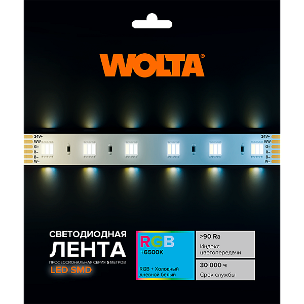 Светодиодная лента WOLTA WLS5050-14,4W/RGBW-6500/24H60-01