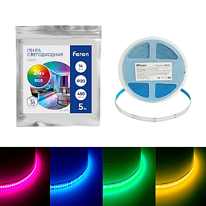 Светодиодная лента Feron LS531 24В 14Вт/м RGB 5м IP20 48946