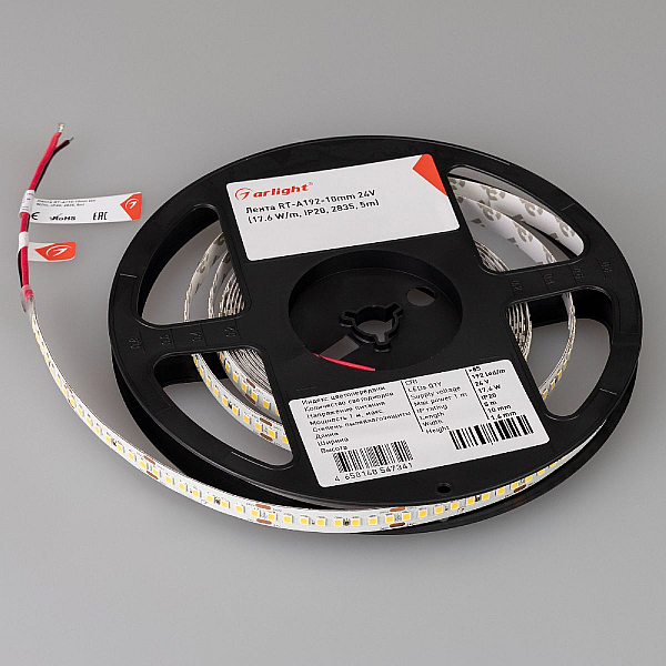 Светодиодная лента Arlight RT-A192-10mm 24V Warm2400 (17.6 W/m, IP20, 2835, 5m) 055994