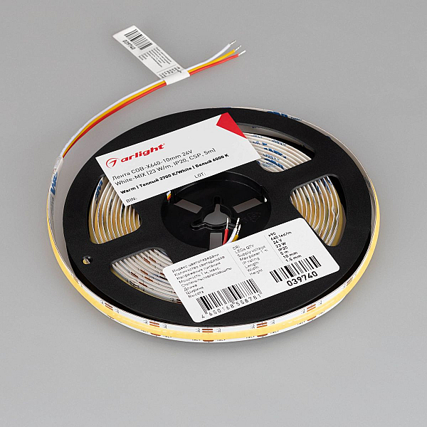 Светодиодная лента Arlight CSP-X640-10mm 24V White-MIX (23 W/m, IP20, 5m) (Изменяемая ЦТ) 039740(1)