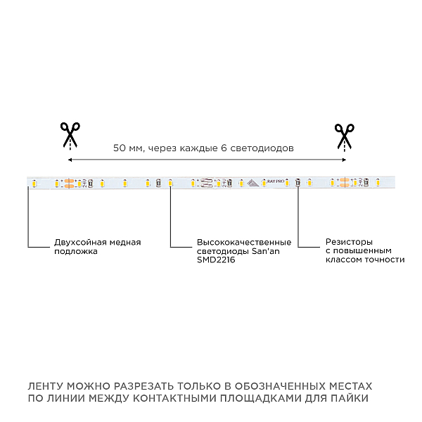 Светодиодная лента Apeyron 24В 5,4Вт/м smd2216, 120д/м IP20 480Лм/м 5м 6500К R00-380