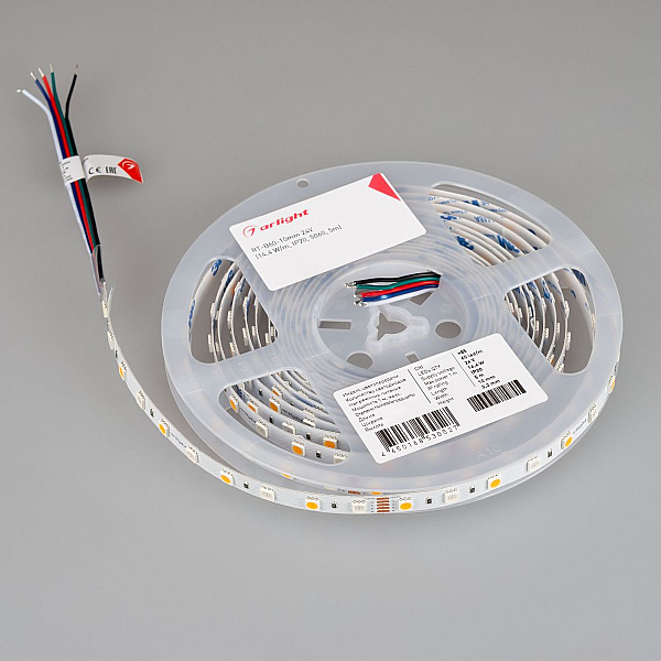 Светодиодная лента Arlight RT-B60-10mm 24V RGBW-Warm (14.4 W/m, IP20, 5m) (Открытый) 018327(3)
