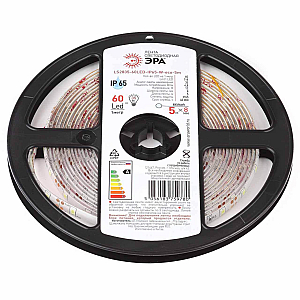 Светодиодная лента Эра 12В 2835 4,8Вт/м 6500K 5м IP65 LS2835-60LED-IP65-W-eco-5m Б0035590
