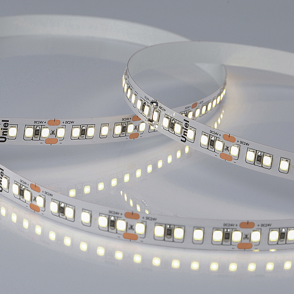 Светодиодная лента Uniel ULS-2835-168LED/m-10mm-IP20-DC24V-14W/m-5M-4000K катушка в герметичной упаковке