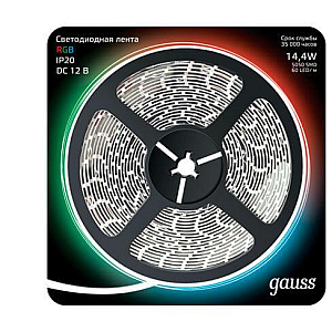 Светодиодная лента Gauss 14,4W/m 60LED/m 5050SMD RGB 5M 312000414
