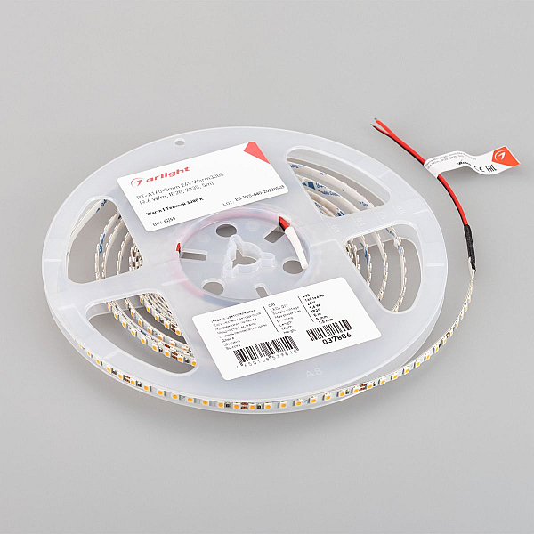 Светодиодная лента Arlight UL-A160-5mm 24V Warm3000 (9.6 W/m, IP20, 5m) 037806(1)