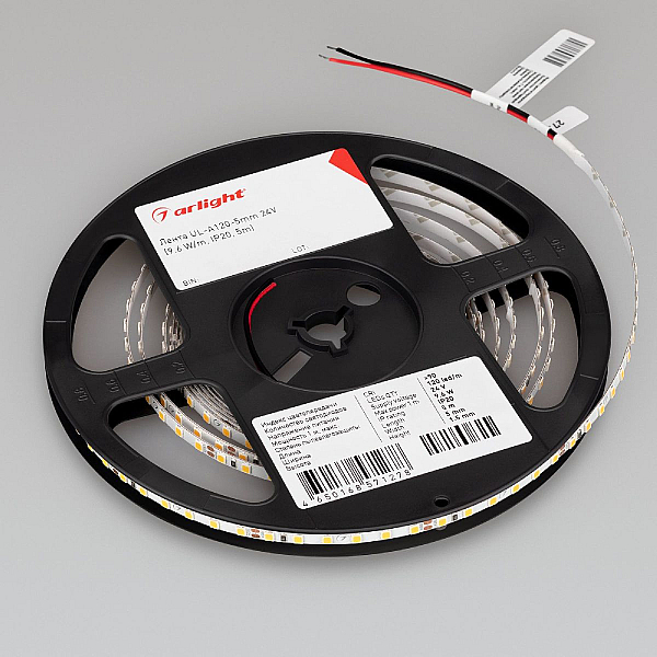 Светодиодная лента Arlight UL-A120-5mm 24V Warm3000 (9.6 W/m, IP20, 5m) 044061