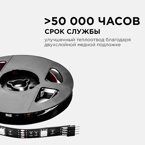 Светодиодная лента Apeyron 7,2W/m 30LED/m 5050SMD разноцветная 1M 10-69
