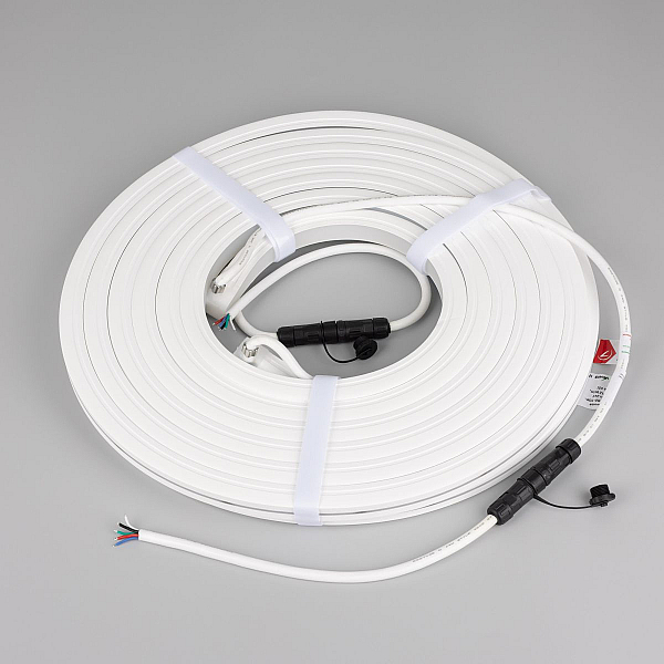 Светодиодная лента герметичная Arlight MOONLIGHT-PRO-TOP-X336-16x16mm 24V RGBW-Warm (12 W/m, IP67, 10m, wire x2) (Вывод боковой) 054981