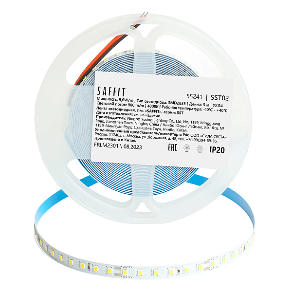 Светодиодная лента Saffit 9,6W/m 120LED/m 2835SMD дневной белый 5М SST02 55241