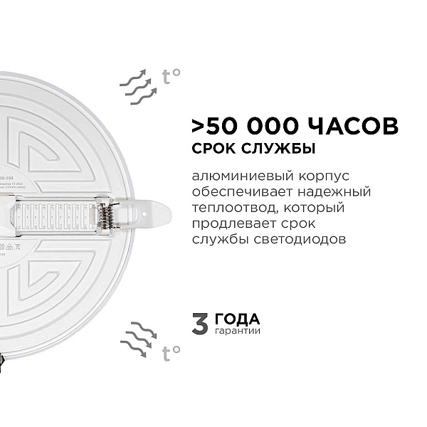 Встраиваемая светодиодная панель безрамочная Apeyron FLP 06-108