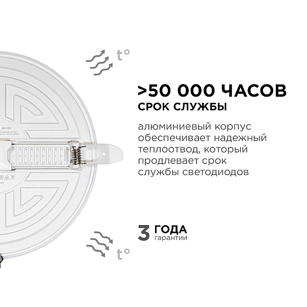 Встраиваемая светодиодная панель безрамочная Apeyron FLP 06-109