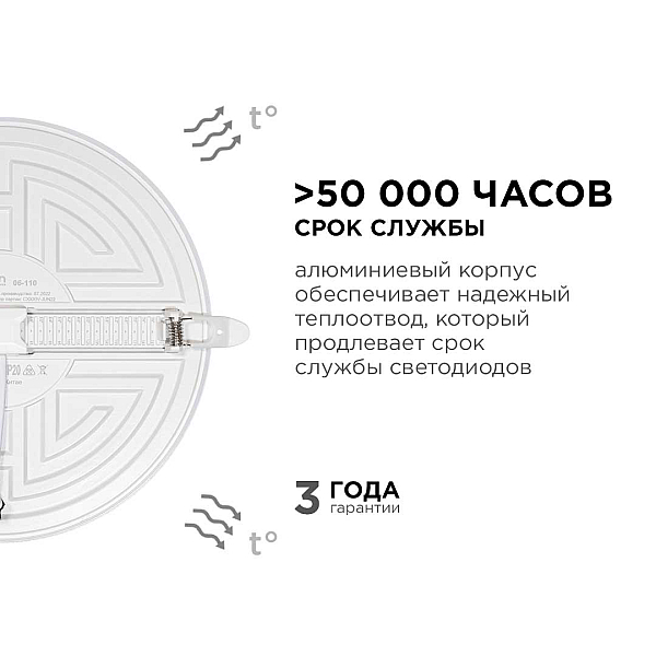 Встраиваемая светодиодная панель безрамочная Apeyron FLP 06-110