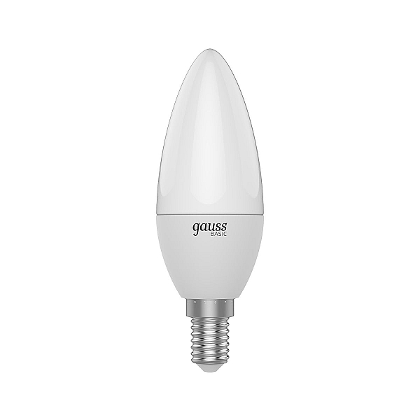 Лампа светодиодная Gauss Basic E14 5,5W 3000K Свеча белая (3 шт.) 1033116K