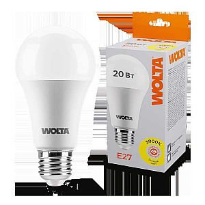 Светодиодная лампа WOLTA 20Вт 3000К E27 груша матовая 25Y65BL20E27