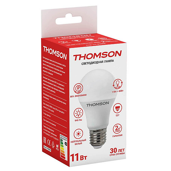 Лампа светодиодная Thomson E27 11W 4000K груша матовая TH-B2006
