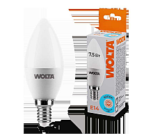 Светодиодная лампа WOLTA 7.5Вт 6500K E14 свеча матовая 25WC7.5E14