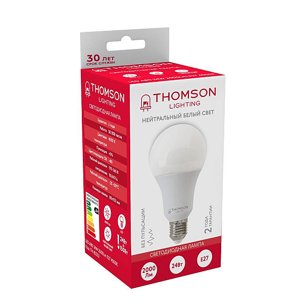 Лампа светодиодная Thomson E27 24W 4000K груша матовая TH-B2352