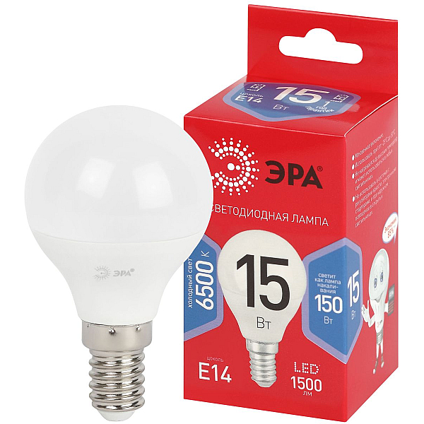 Лампа светодиодная Эра RED LINE LED P45-15W-865-E14 R 15Вт шар Б0070103