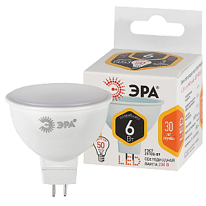 Лампа светодиодная Эра GU5.3 6W 2700K LED MR16-6W-827-GU5.3 Б0020542