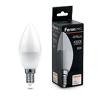 Лампа светодиодная Feron E14 6W 4000K свеча матовая LB-1306 38045