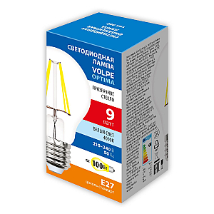 Лампа светодиодная Volpe Optima LED-A60-9W/4000K/E27/CL/SLF UL-00008303
