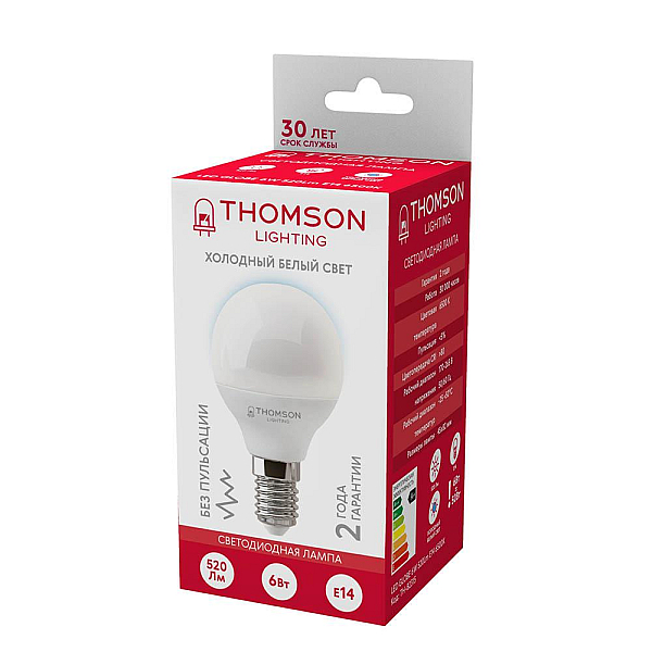 Лампа светодиодная Thomson E14 6W 6500K шар матовый TH-B2315