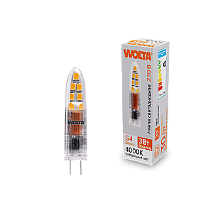Светодиодная лампа WOLTA 3Вт 4000K G4 матовая WSTD-JC-220V3W4KG4-P
