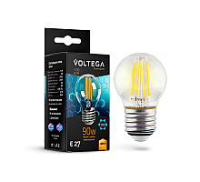Лампа светодиодная филаментная Voltega E27 7W 2800K шар прозрачный VG10-G45E27warm9W-F 7138